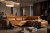 Pista Distressed Leather Reclining Chaise Sectional Sofa