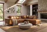Pista Distressed Leather Reclining Chaise Sectional Sofa