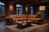 Pista Distressed Leather Reclining Chaise Sectional Sofa