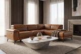 Pista Distressed Leather Reclining Chaise Sectional Sofa
