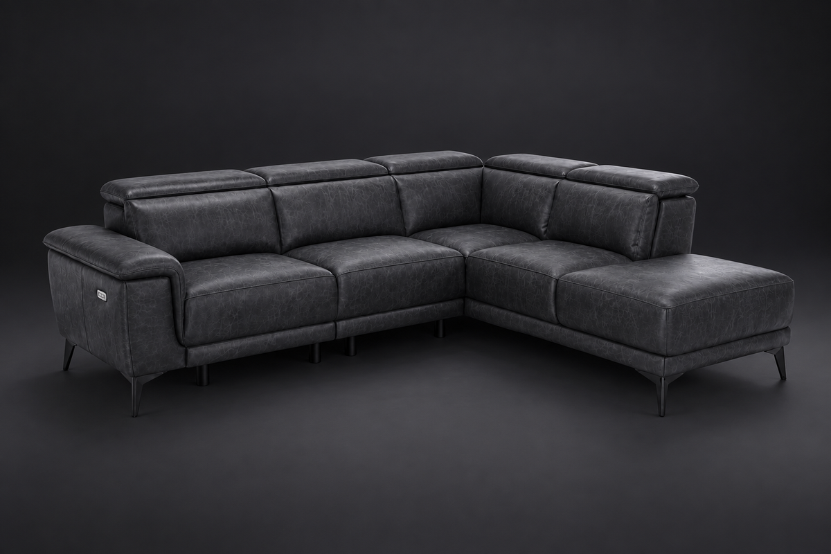 Valencia Pista Distressed Leather Reclining Chaise Sectional Sofa