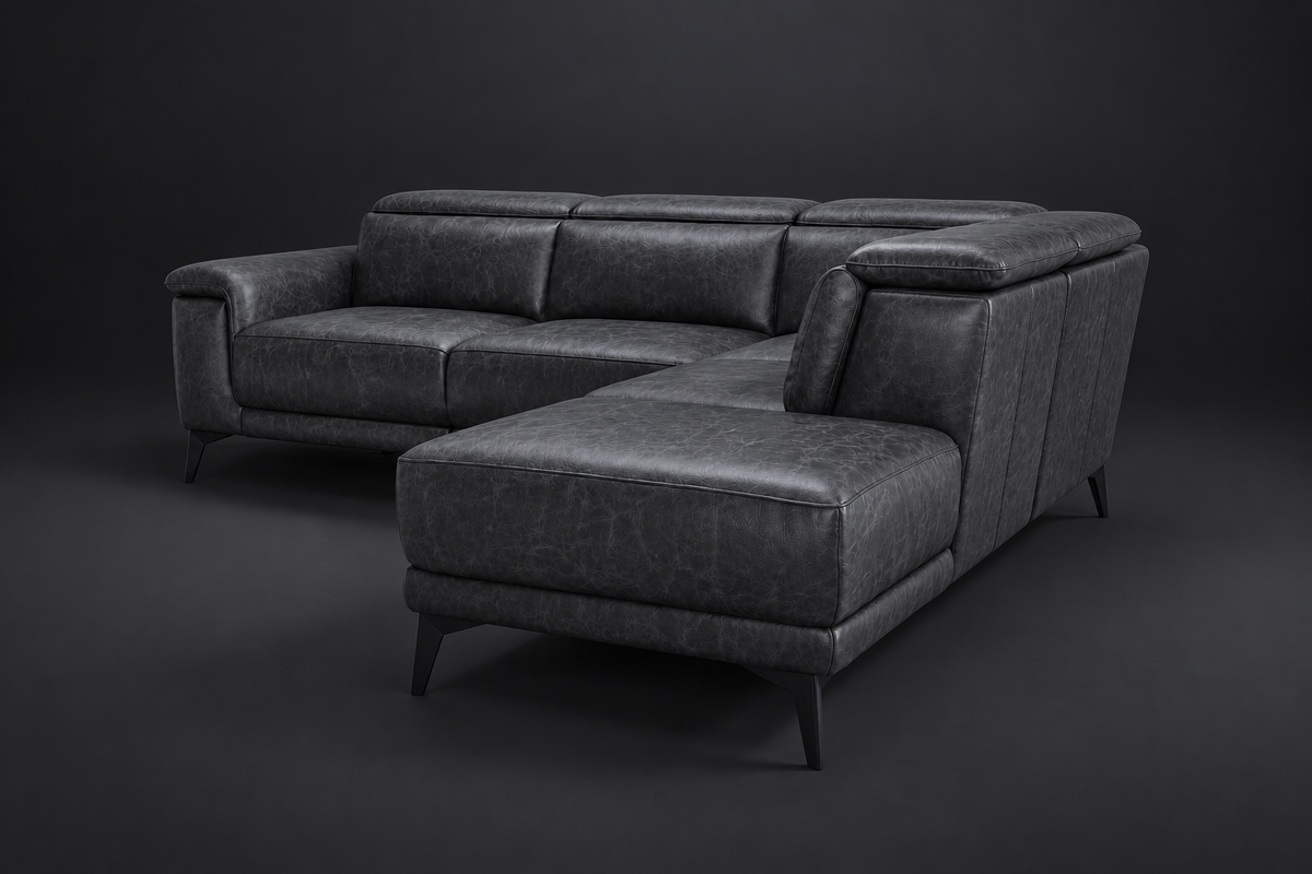 Valencia Pista Distressed Leather Reclining Chaise Sectional Sofa