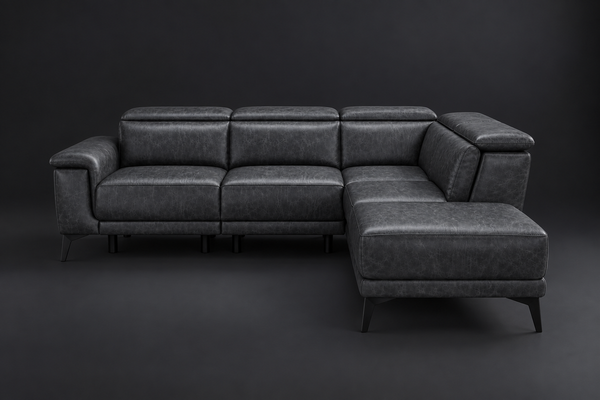 Valencia Pista Distressed Leather Reclining Chaise Sectional Sofa