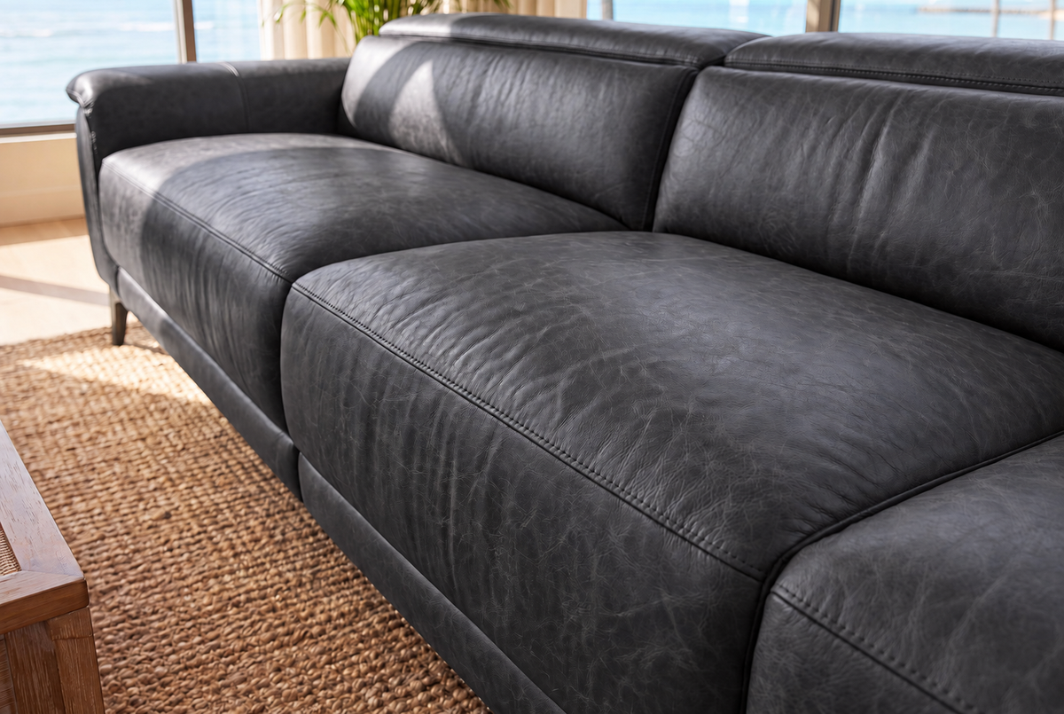 Valencia Pista Distressed Leather Reclining Chaise Sectional Sofa