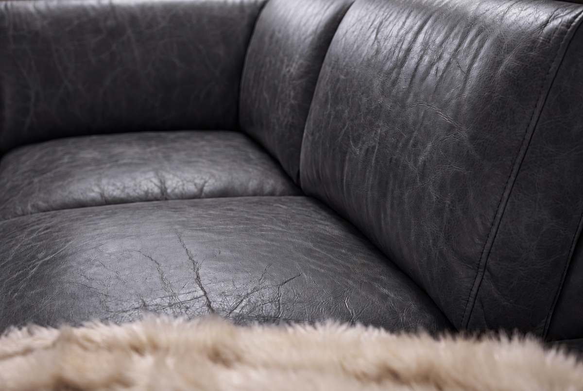 Valencia Pista Distressed Leather Reclining Chaise Sectional Sofa