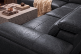 Valencia Pista Distressed Leather Reclining Chaise Sectional Sofa