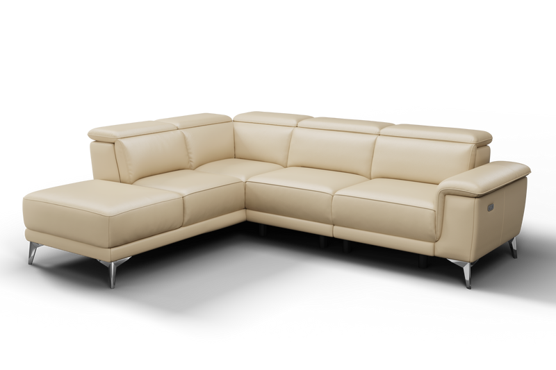 Valencia Pista Modern Top Grain Leather Reclining Sectional Sofa with
