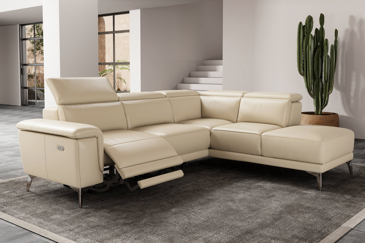 Valencia Pista Modern Top Grain Leather Reclining Sectional Sofa with