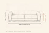 Pistoia sofa dimensions: 82.75 in wide, 27 in high, 32 in deep, seat height 18 in, arm height 24.75 in