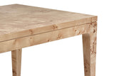 Close-up of a Polcenigo corner in Honey Blonde Burl: the thick square-edged top
