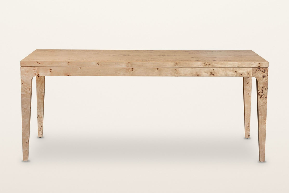 Polcenigo burl dining table in Honey Blonde Burl