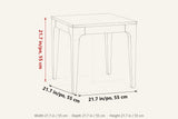 Polcenigo side table dimensions on a pencil sketch: 21.7 in wide, 21.7 in deep, 21.7 in high