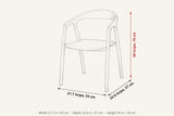 Pollica dimensions on a pencil sketch of the chair: 30 in high, 21.7 in wide, 22.6 in deep