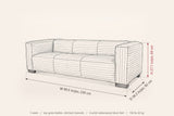 Pontremoli sofa dimensions: 90.5 in wide, 36.3 in deep, 27.1 in high