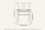 Poppi dimensions on a pencil sketch of the chair from the front: 29.5 in high, 22.6 in wide, seat height 18.5