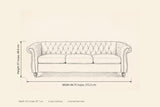 Portovenere sofa dimensions: 84.75 in wide, 27 in high, 33.5 in deep