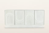 Pragelato sideboard from the front: four doors, a raised arch on the first and third, a raised inverted arch on the second and fourth, a flat top and a deep plinth