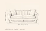 Prato sofa dimensions: 84.5 in wide, 33.5 in high, 33.75 in deep
