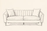 Pencil drawing of the Prato sofa traced from the front view