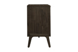 Prescott antique black sideboard, side view with angled legs