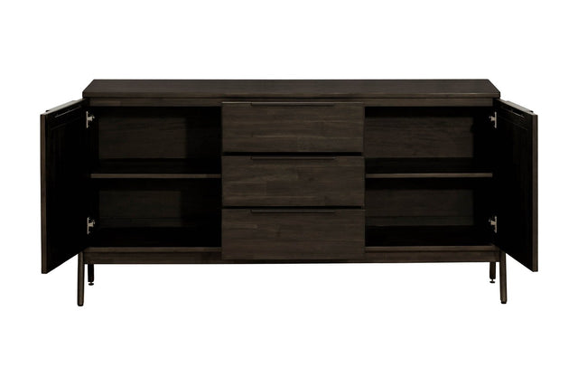 Prescott Antique Black Acacia Sideboard - Adjustable Shelf Cabinets