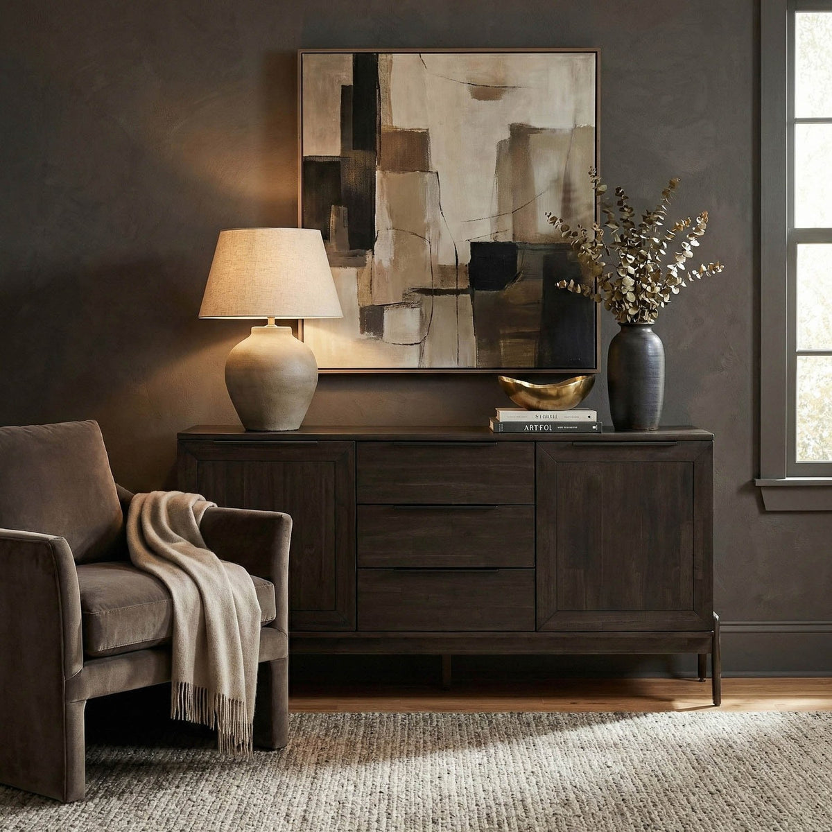 Prescott Antique Black Acacia Sideboard