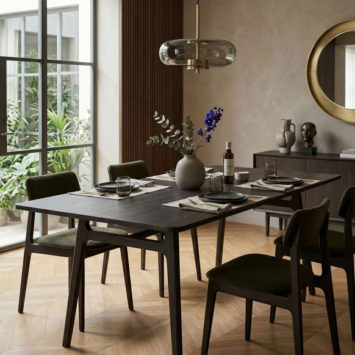 Prescott Antique Black Solid Acacia Dining Table