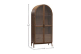 Prescott display cabinet dimensions in inches, 37.5 x 16 x 78.7 in