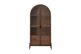 Prescott arched display cabinet in brown, front view