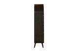 Prescott arched display cabinet in black, side view