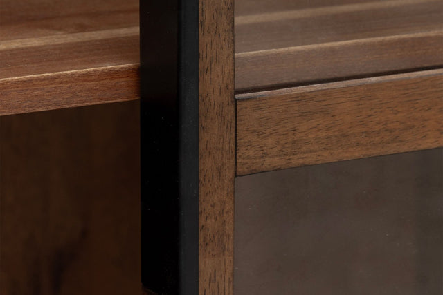Prescott Arched Glass Door Display Cabinet - Slim Black Pull