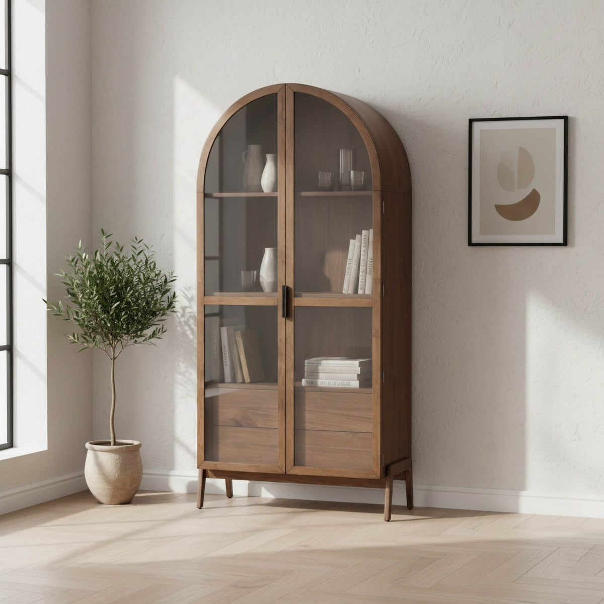 Prescott Arched Glass Door Display Cabinet