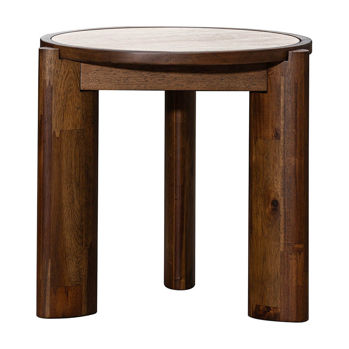 Prescott Ceramic Travertine Round Side Table