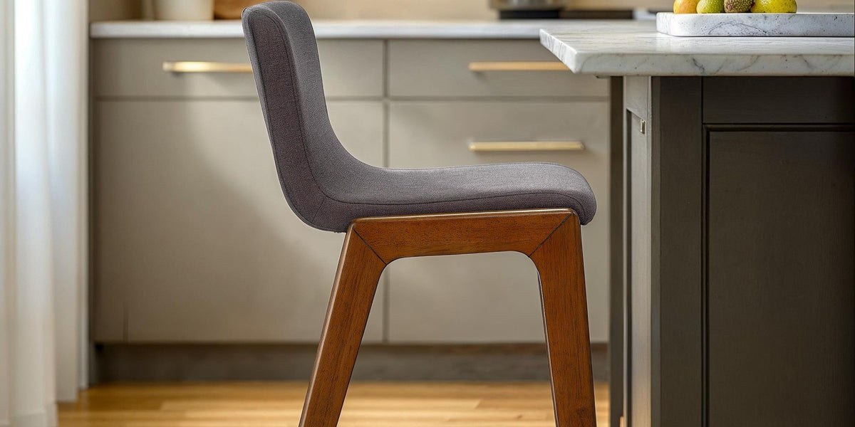 Prescott Grey Fabric Upholstered Counter Stool