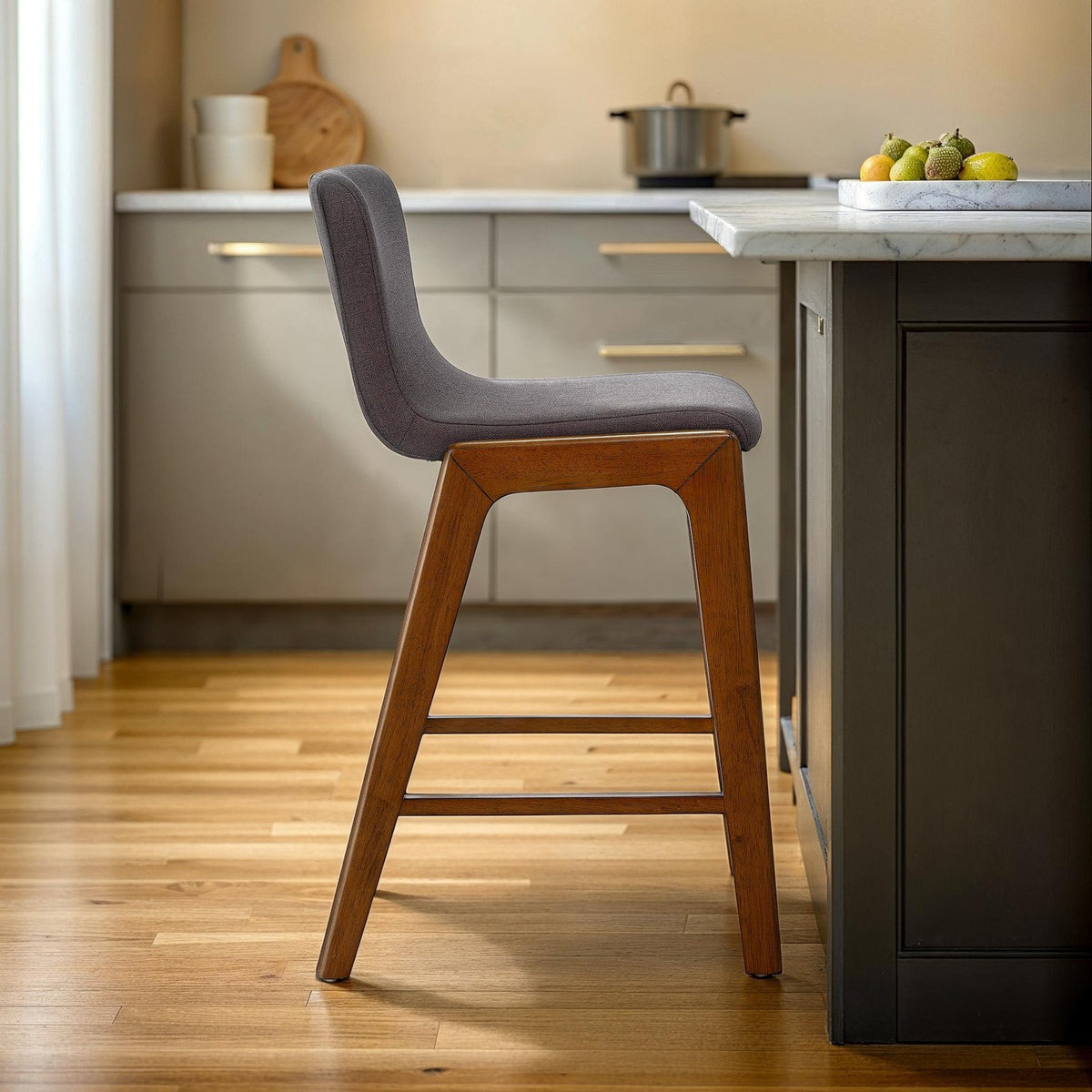 Prescott Grey Fabric Upholstered Counter Stool