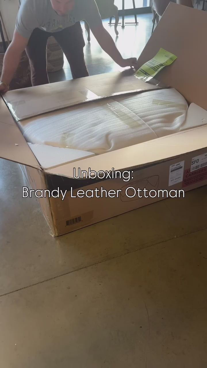 Brandy Round Full Leather Ottoman