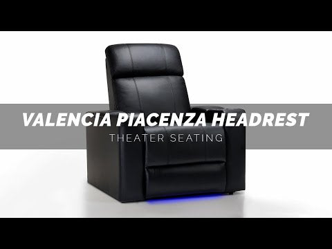 A Video of A Comfort and Style, Black, Wood and Steel Frame, Piacenza Power Headrest Premium Top Grain Leather Theater Seating.