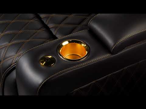 A Details Video of A Luxurious, Onyx, Wood and Steel Frame, Semi-Aniline Italian Nappa Leather Oslo Luxury Edition Home Theater Seating.