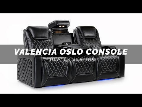 A View of A Luxurious, Midnight Black, Wood and Steel Frame, Oslo Console Edition Theater Seating.