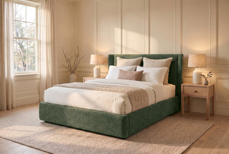 Purus Upholstered Platform Bed - Green