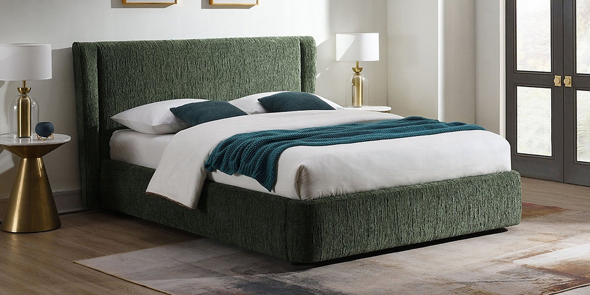 Purus Upholstered Platform Bed - Green