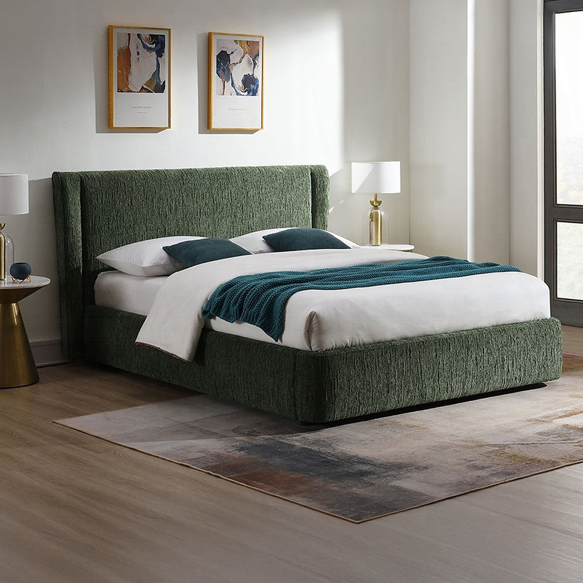 Purus Upholstered Platform Bed - Green