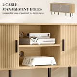 Darcy TV Stand with Storage Shelves and Cabinets for TVs up to 55 Inches - Oak Tone