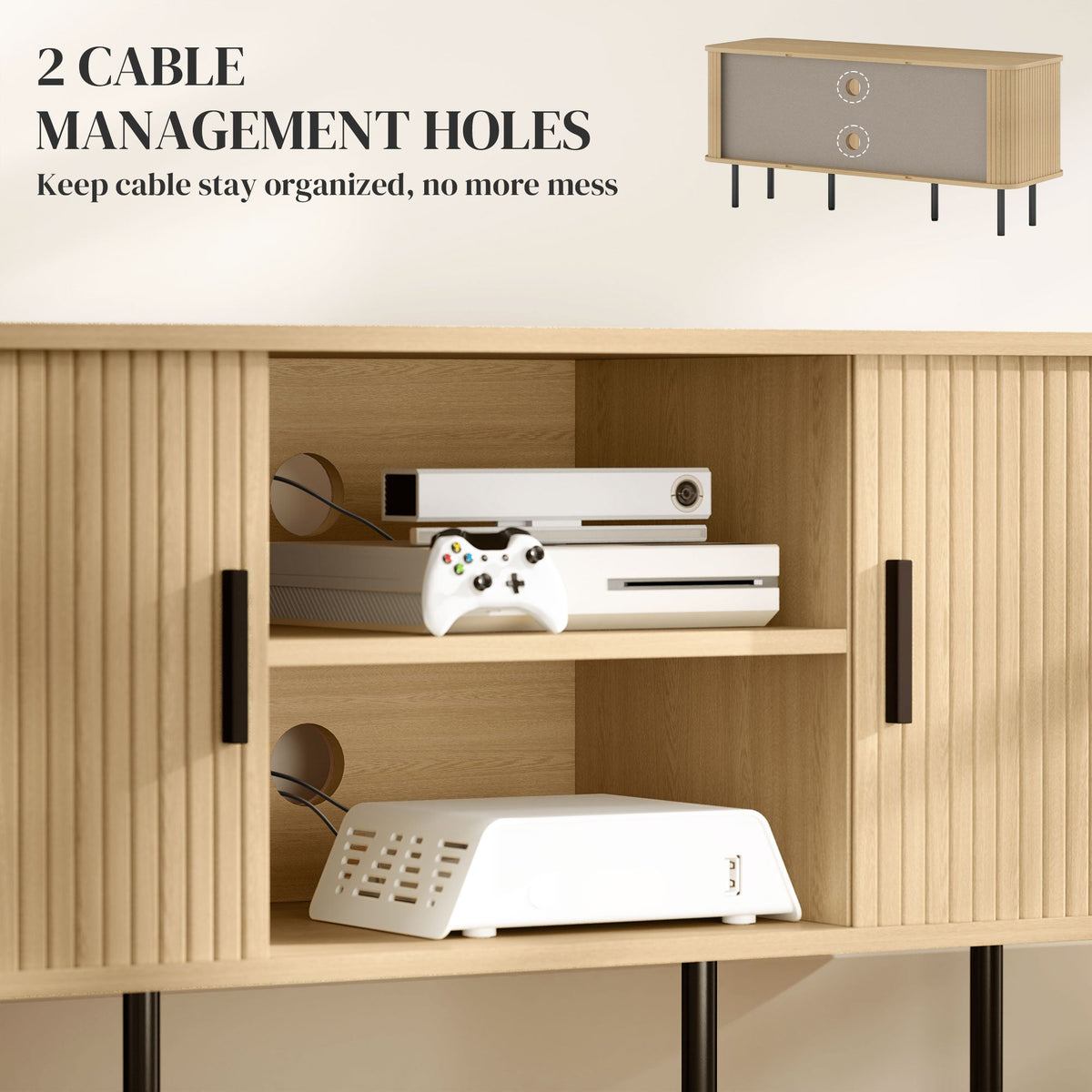 Darcy TV Stand with Storage Shelves and Cabinets for TVs up to 55 Inches - Oak Tone