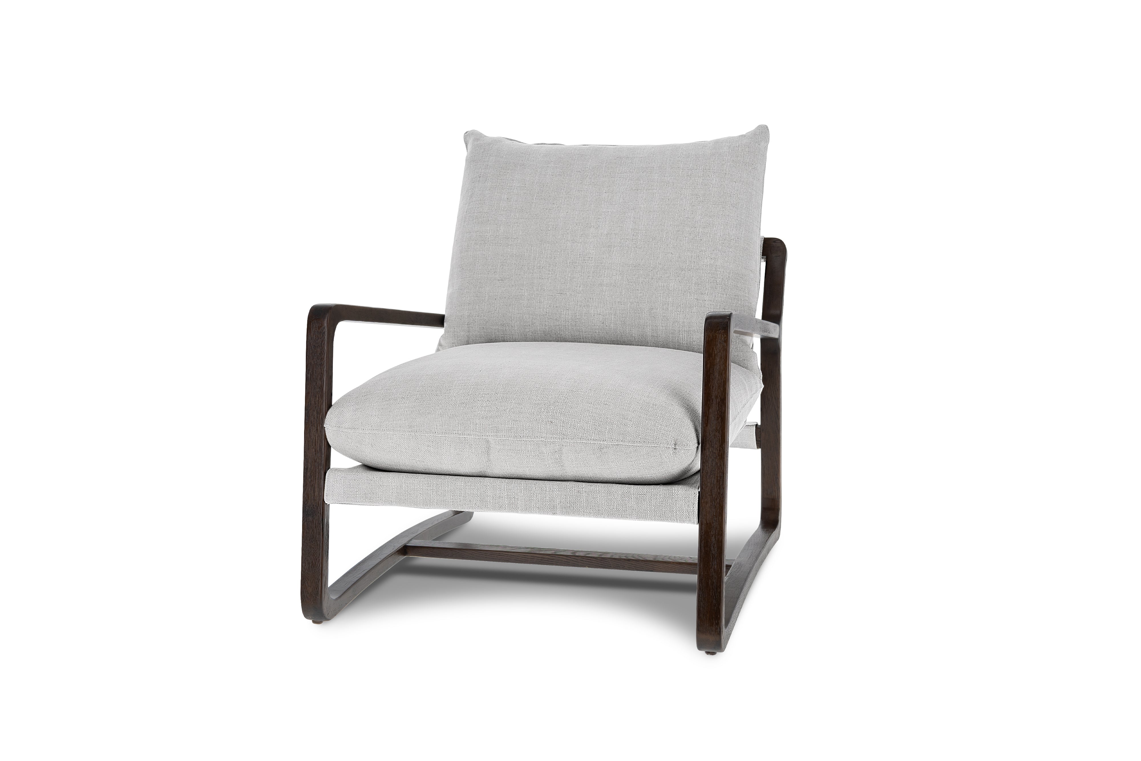 Valencia Lagon Wood Frame Accent Chair, Light Grey