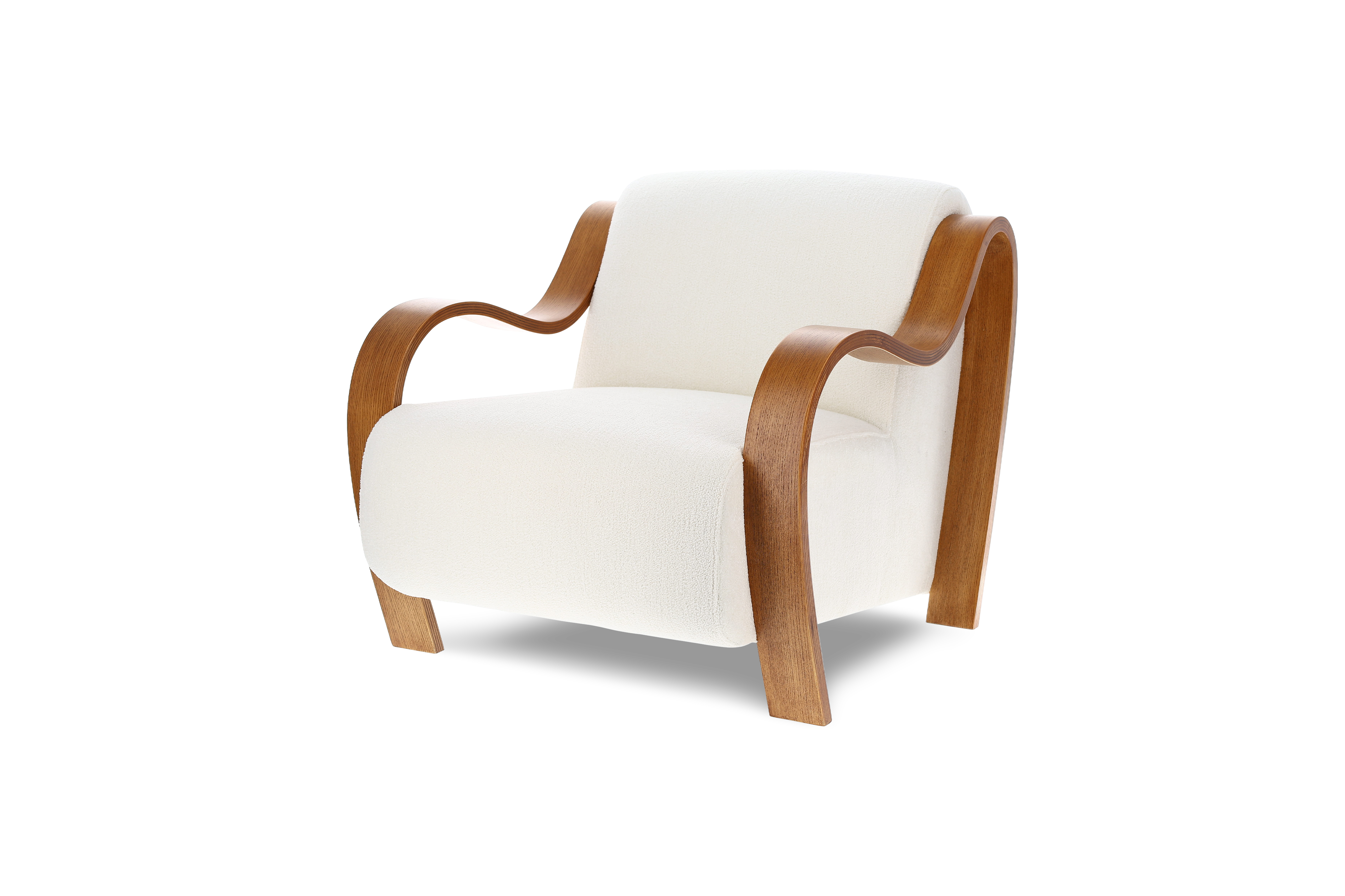 Valencia Alexis Boucle Fabric Accent Chair, Cream Color