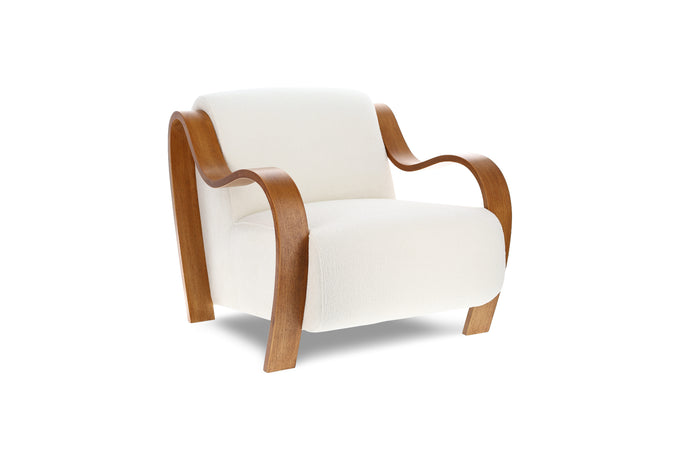 Valencia Alexis Boucle Fabric Accent Chair, Cream Color