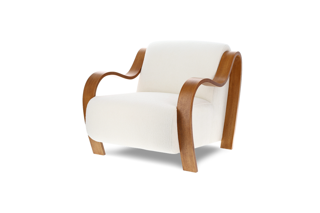 Valencia Alexis Boucle Fabric Accent Chair, Cream Color