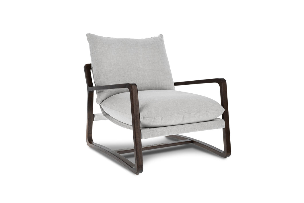 Valencia Lagon Wood Frame Accent Chair, Light Grey