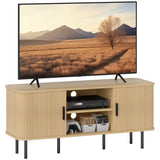 Darcy TV Stand with Storage Shelves and Cabinets for TVs up to 55 Inches - Oak Tone
